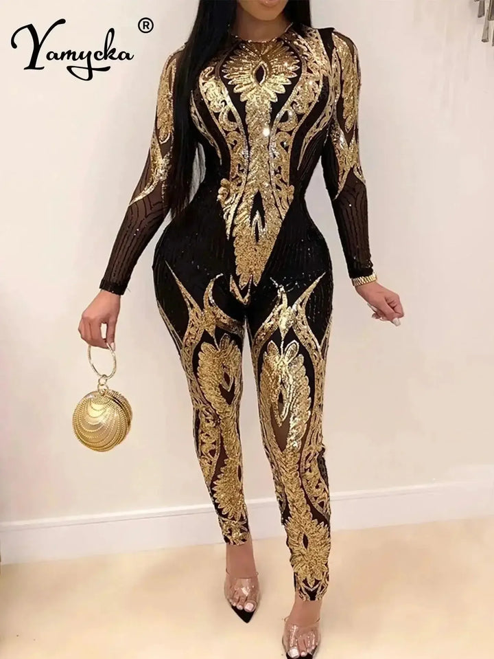 Sparkling Sequin Nightlife Glamour Jumpsuit Shimmering