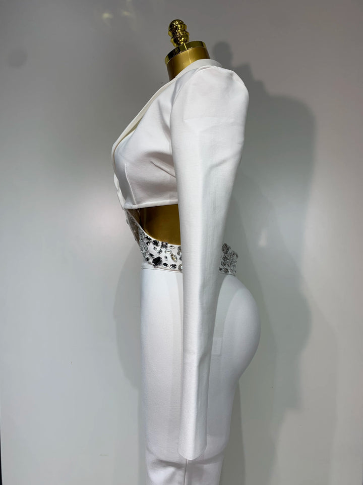 Kormanly Women Diamond Beaded Knit Bodycon Set