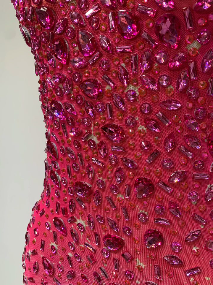 Kormanly Rhinestone Mesh Evening Gown Exclusive
