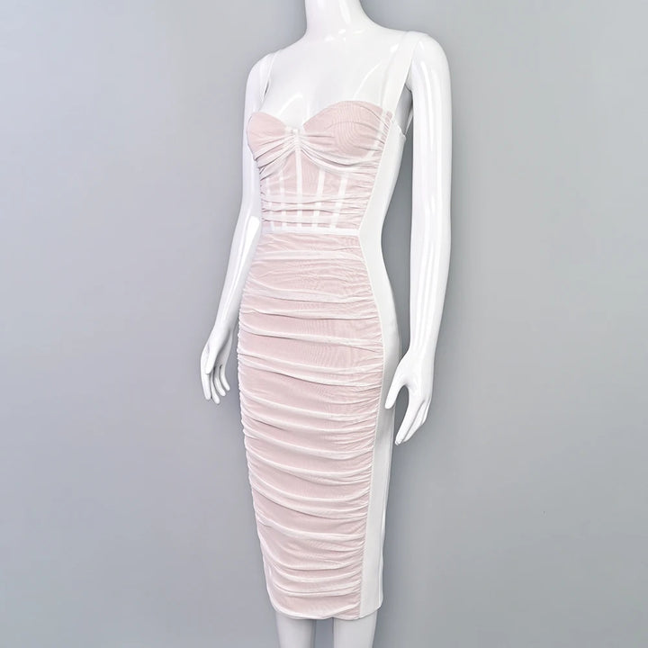 Beaukey Vintage Lace Bandage Dress Elegant