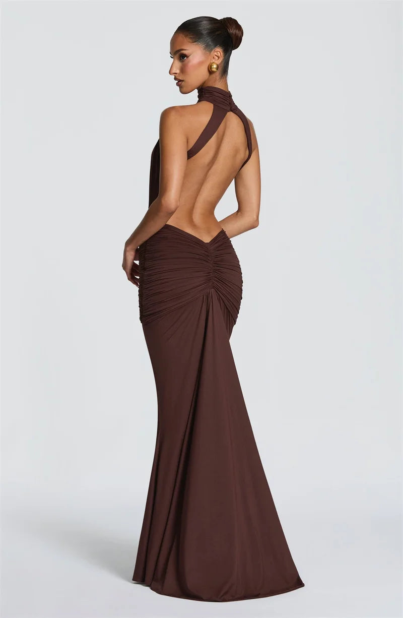 Limited Edition Turtleneck Backless Maxi Gown