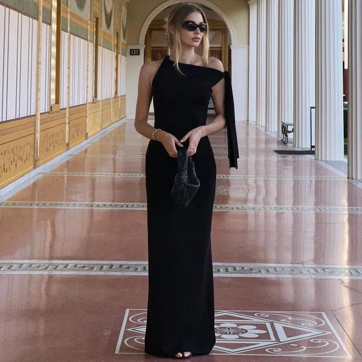 Hugcitar Fashion Solid O Neck Sleeveless Patchwork Sexy Bodycon Maxi Prom Dress Summer Women Clothes Party Festival Club Y2K