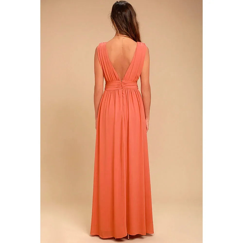 Exquisite Red Backless Maxi Dress For Elegant