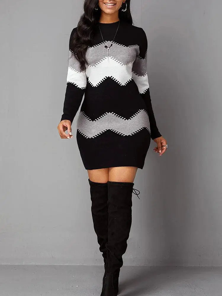 Autumn Elegance Plus Size Knit Bodycon Dress For Women