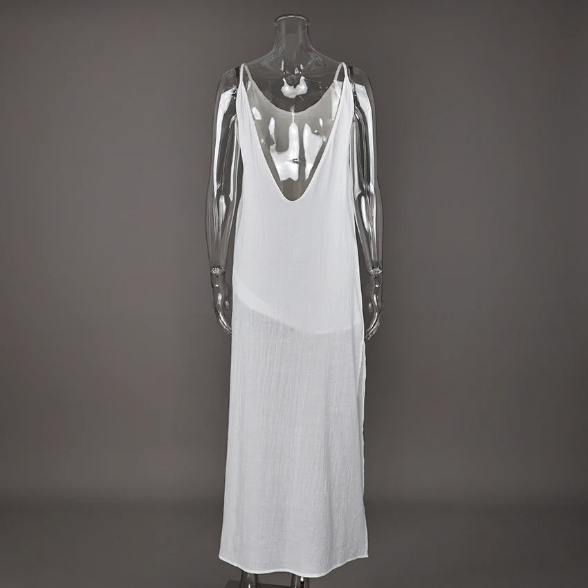 HiLoc Signature White Soft V Neck Midi Nightgown