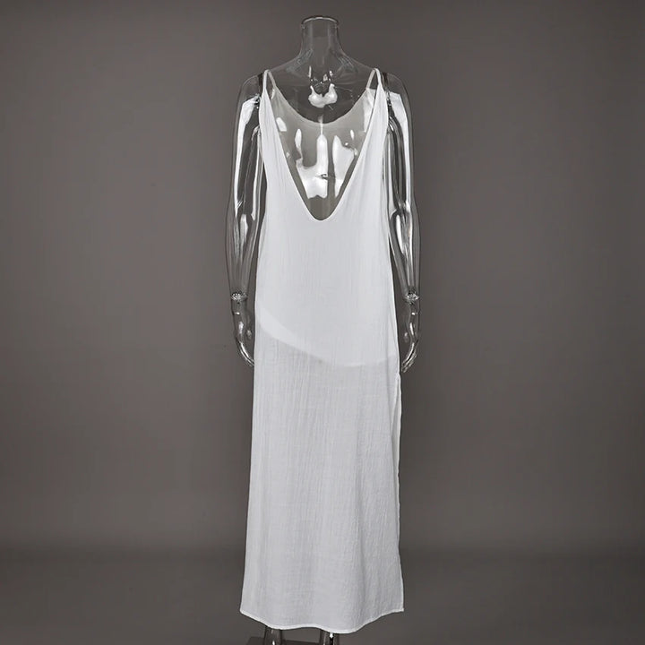 HiLoc Signature White Soft V Neck Midi Nightgown