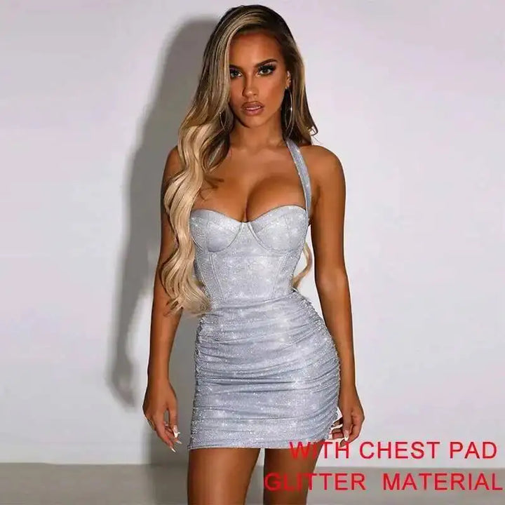 Giyu Strapless Night Club Glitter Bodycon Dress