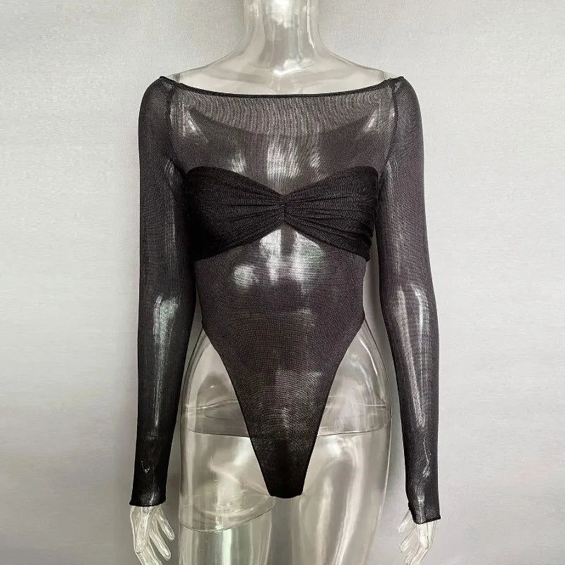 Tornova Mesh Bodysuit With Exquisite Twist Back