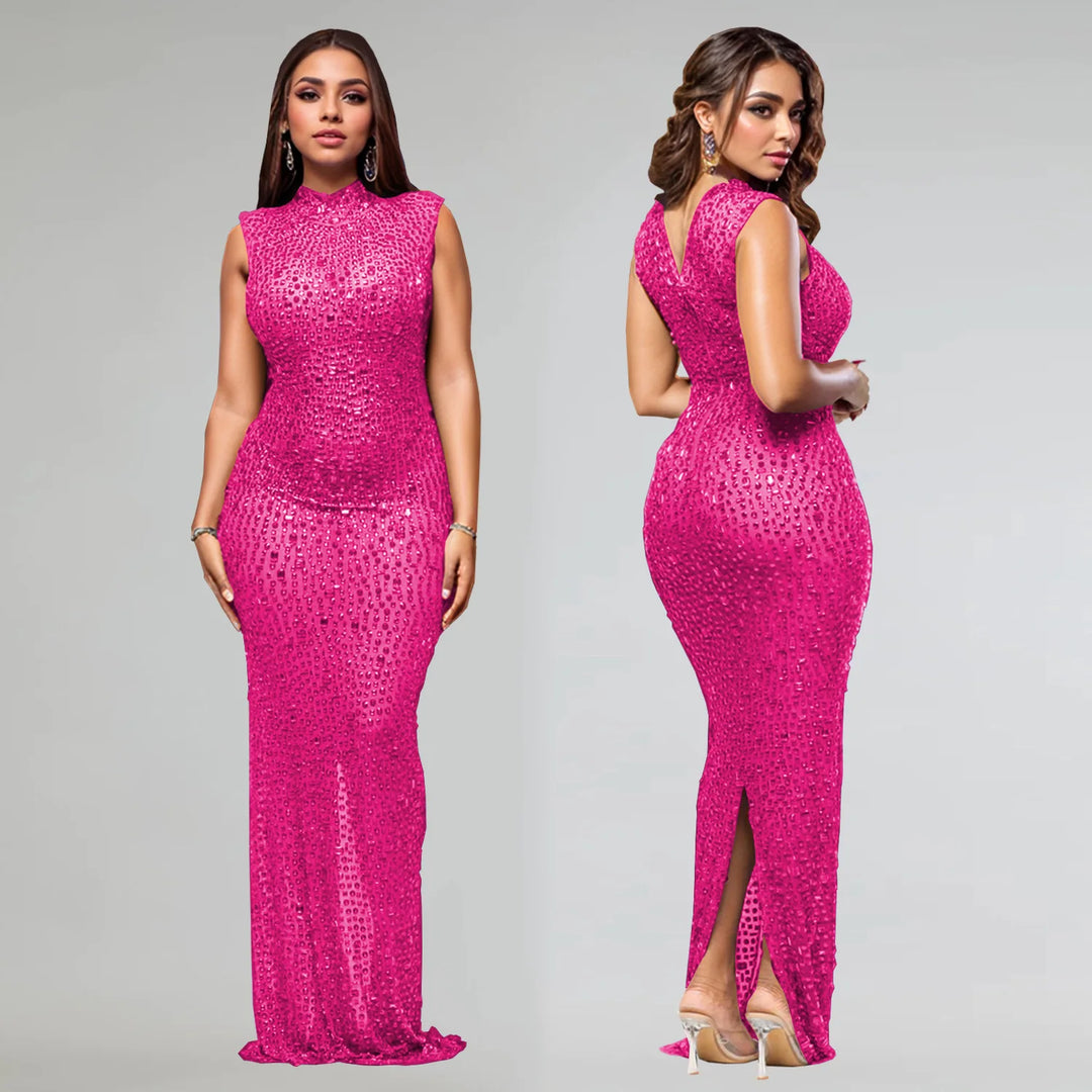 Luxury Rhinestone Maxi Evening Dress For Prom