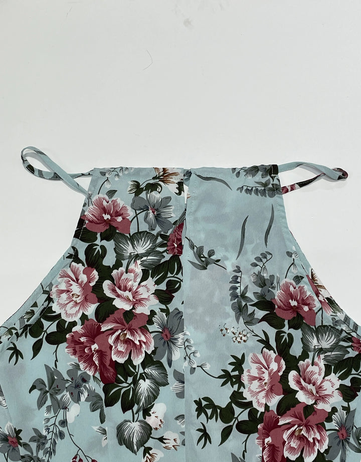 Elegant Tailored Floral Halter Dress For Summer