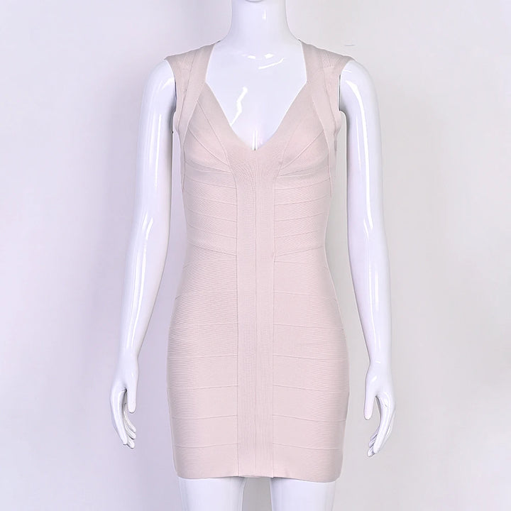 Luxury Signature Knit Plunge Dress For Elegant