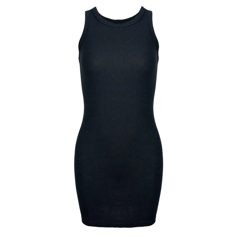 Premium Black Ribbed Bodycon Mini Dress With High