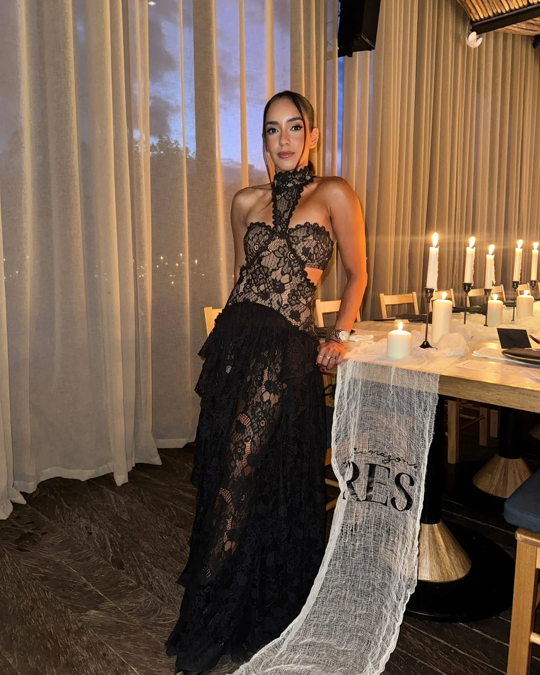 Stunning Lace Patchwork Evening Dress For Club