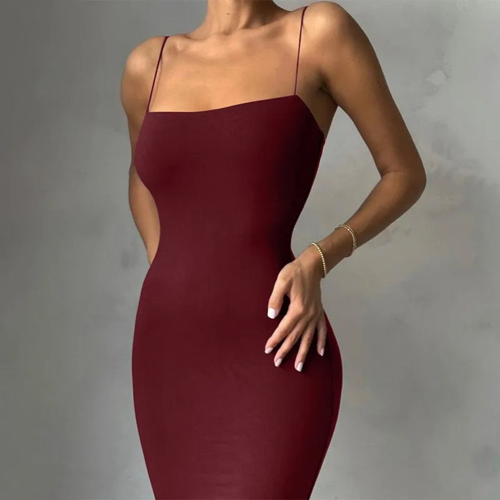 Women Strap Dress Sleeveless Bodycon Ankle Length