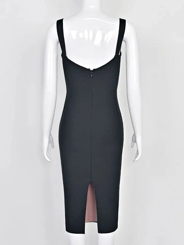 Beaukey Sexy Vintage Black Bandage Dress Bodycon