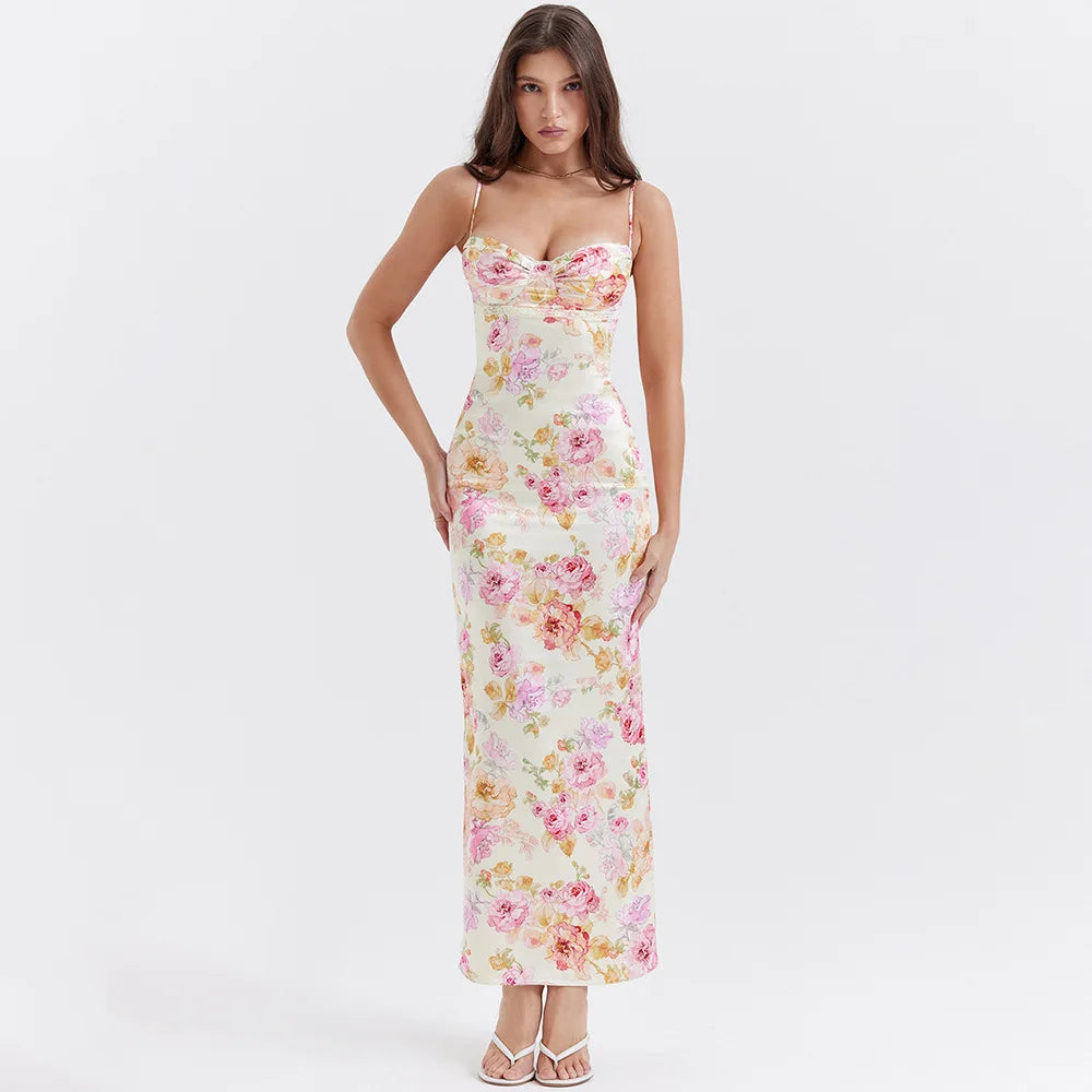 Elegant Floral Maxi Dress With Empire Waist