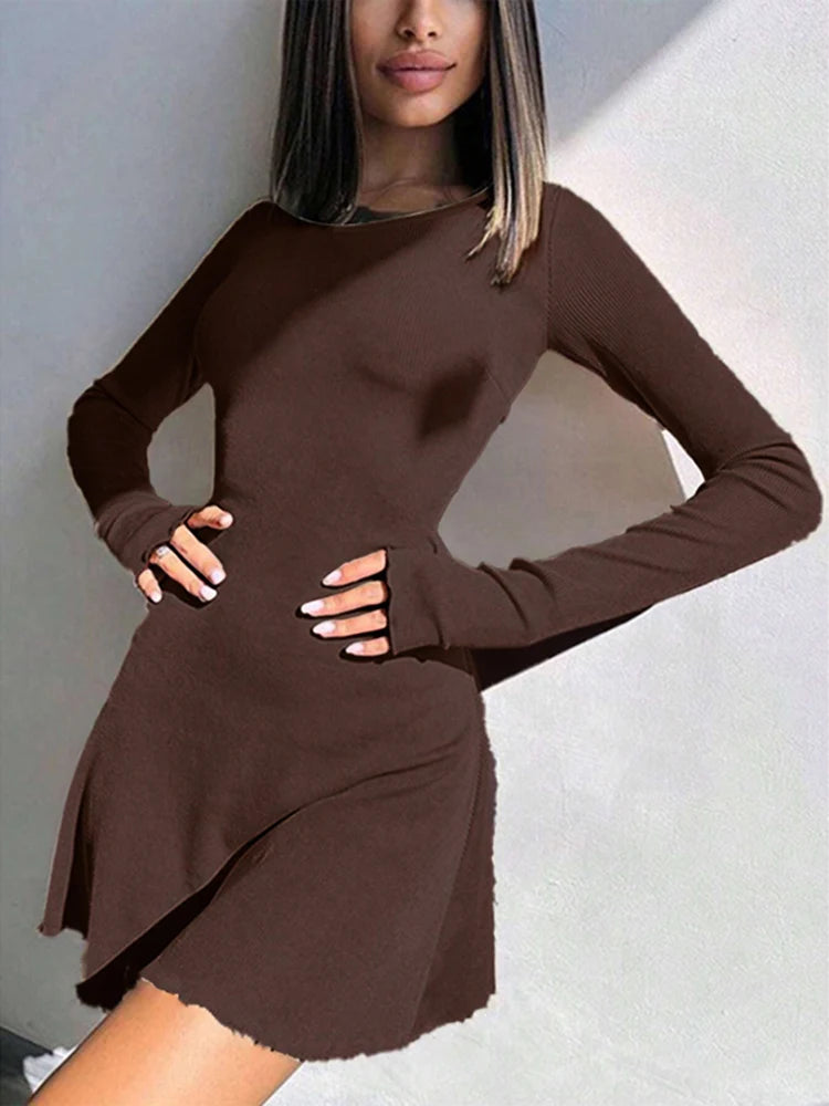 Women Sexy Club Mini Bodycon Dress Long Sleeve