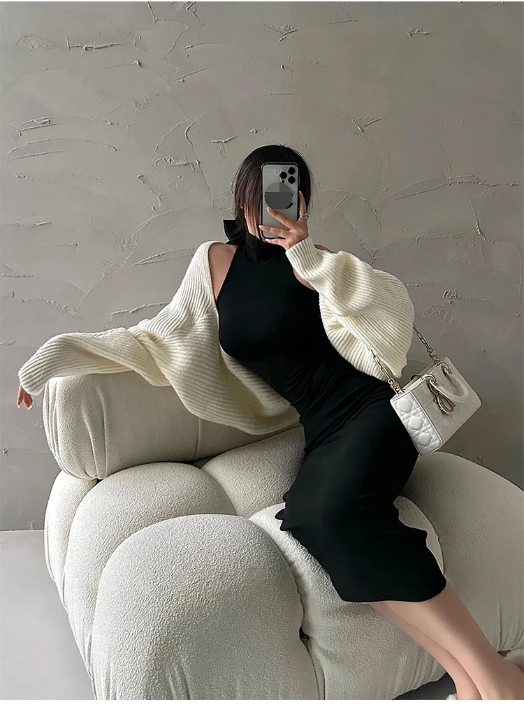 Jeyongzoo Women Exclusive Red Turtleneck Knit Midi