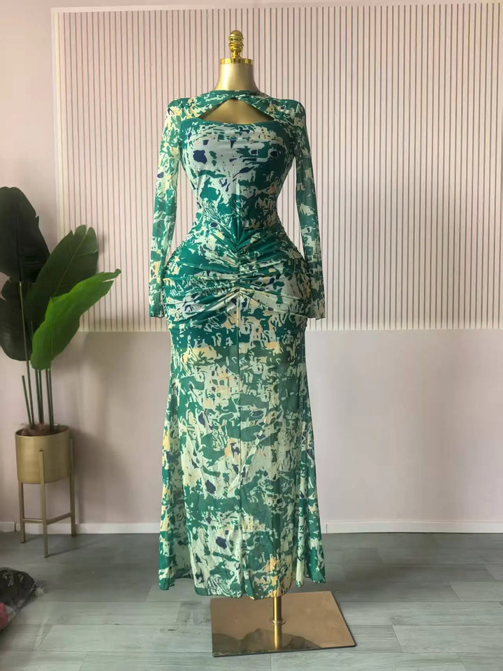 Cmyaya Chic V Neck Cutout Bodycon Maxi Dress