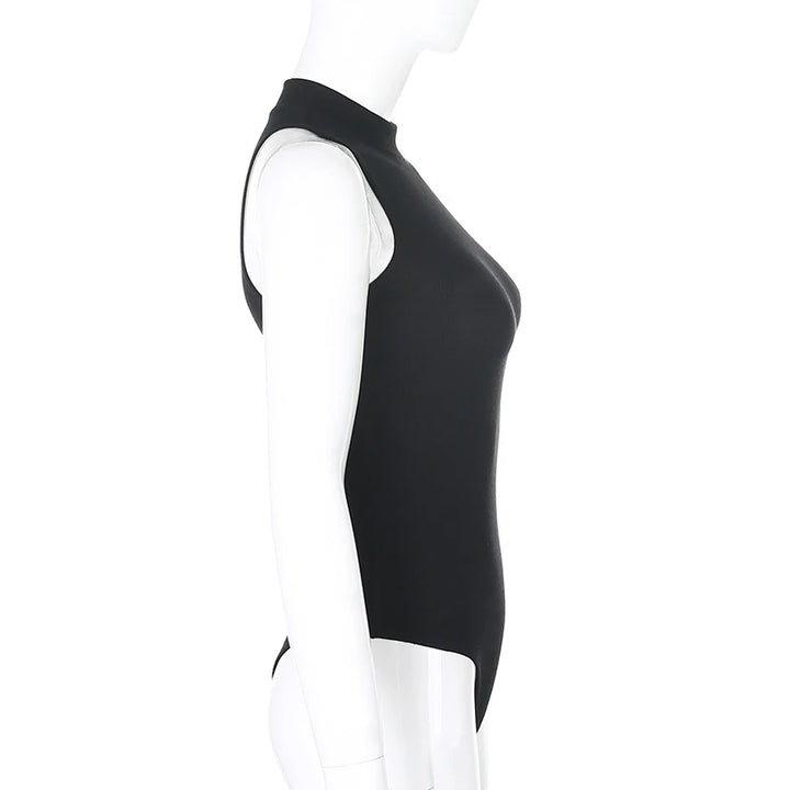 Premium Vintage Black Y2K Sleeveless Bodysuit High