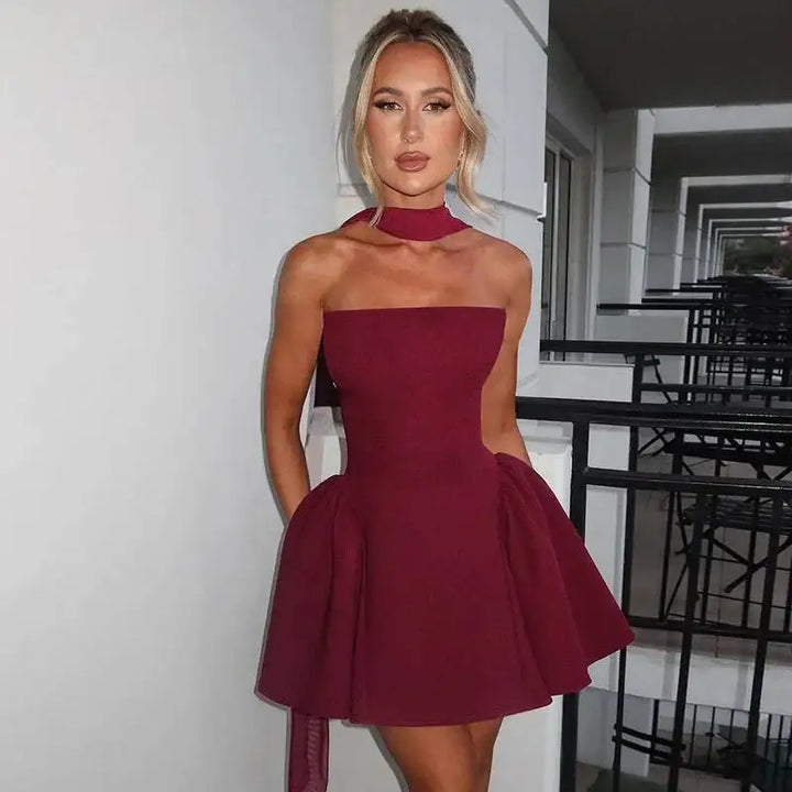 Avrilyaan Off Shoulder Backless A Line Party Dress