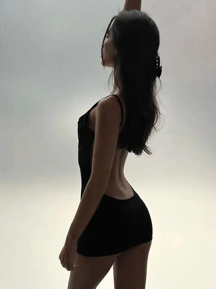 Backless Black Dress For Women Summer Clothing Y2k One Piece Sexi Night Dress Hot Club Outfits Spaghetti Strap Vestido Feminino