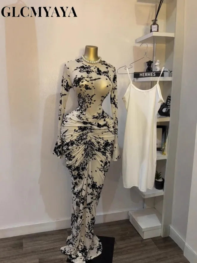 CM.YAYA Women Mesh See Through Lined Bodycon Dress