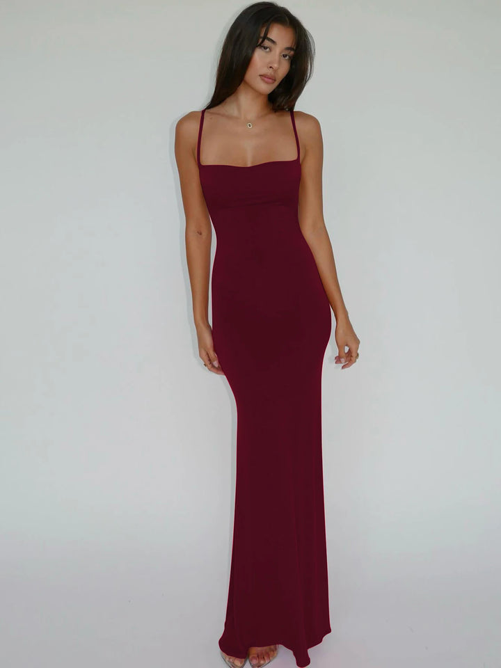 Y2K Solid Sleeveless Backless Bodycon Maxi Dress