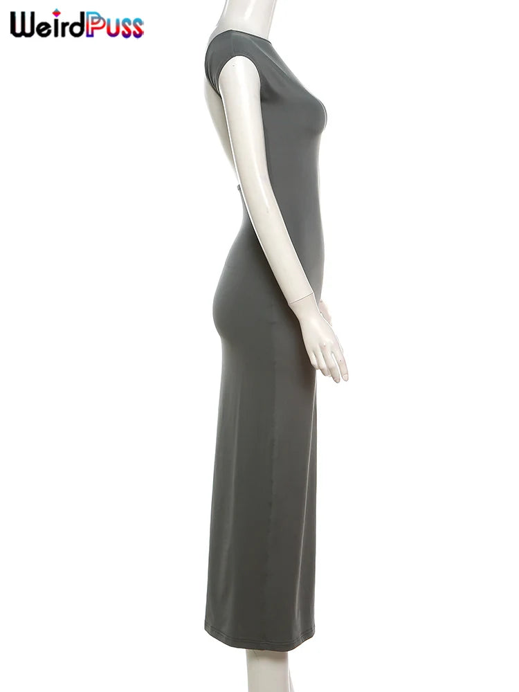 Elegant Backless Bodycon Maxi Dress By Weir