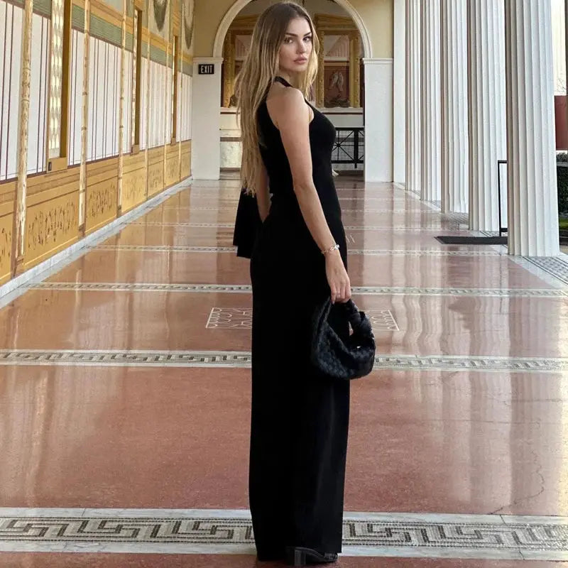 Hugcitar Fashion Solid O Neck Sleeveless Patchwork Sexy Bodycon Maxi Prom Dress Summer Women Clothes Party Festival Club Y2K