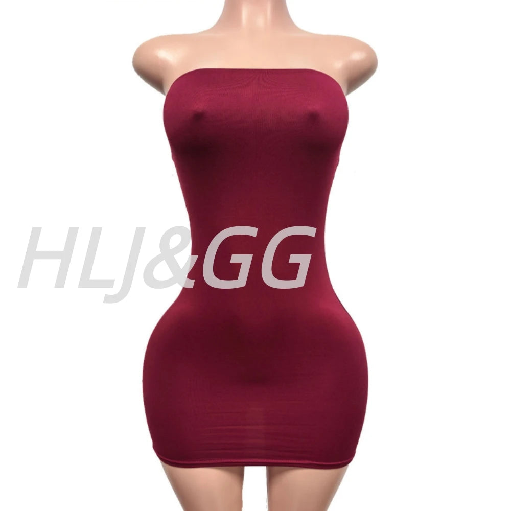 HLJ&amp;GG Sexy Hot Girl See Through Bodycon Mini Dresses Women Off Shoulder Sleeveless Slim Veardios Fashion Party Club Streetwear