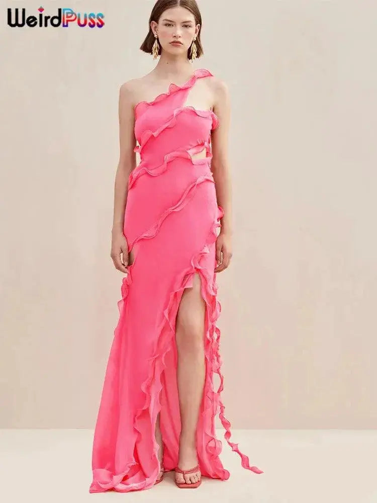 Flirty Ribbon Ruffles Bodycon Dress Summer Chic Statement