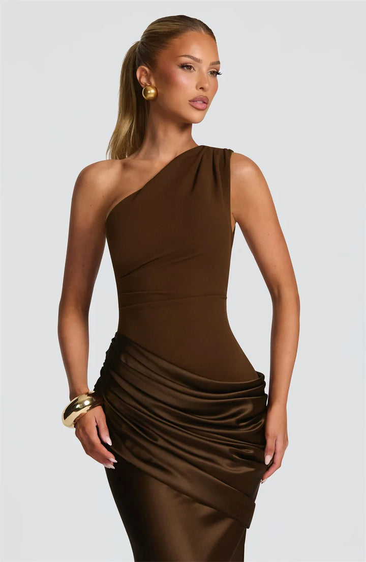 Luxury One Shoulder Backless Maxi Dress