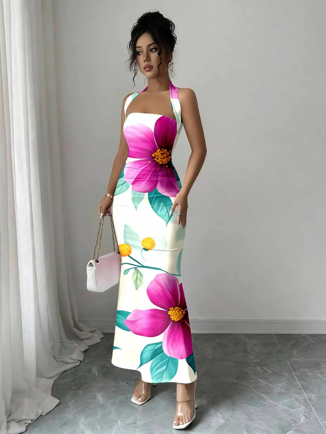 Flowing Long Skirt With Hanging Neck Design