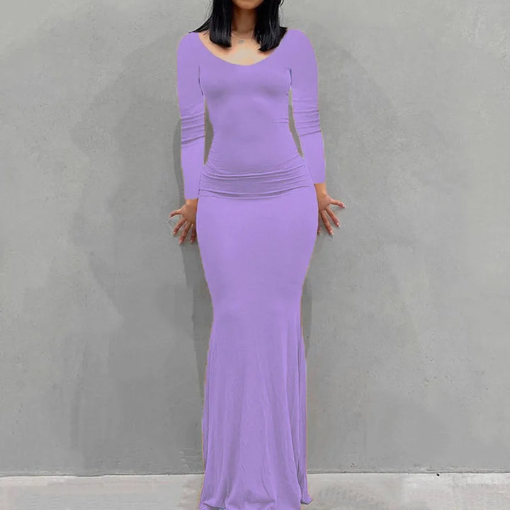 Feel Good Cozy Knit Ankle Length Slim Women Dress