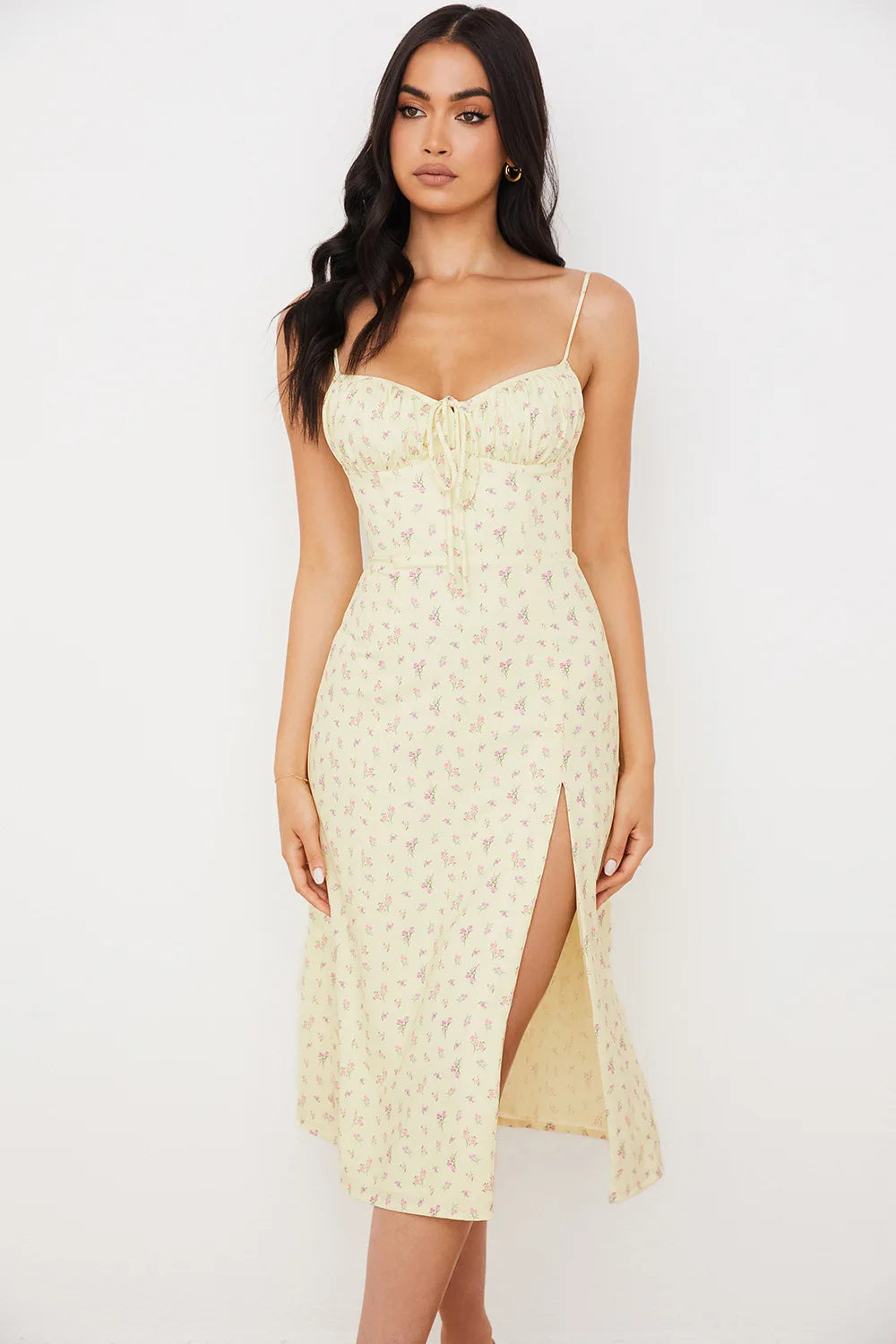 Elegant Floral Midi Dress Exclusive Tatting