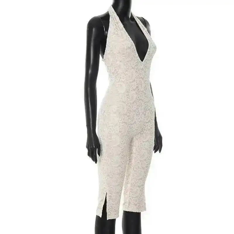 Avrilyaan Women S V Neck Lace Jumpsuit Exclusive
