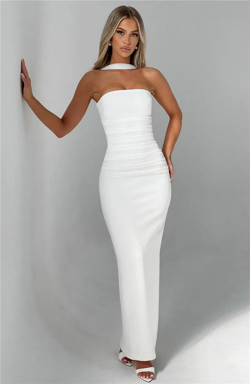 Mozision Premium Off Shoulder Backless Maxi