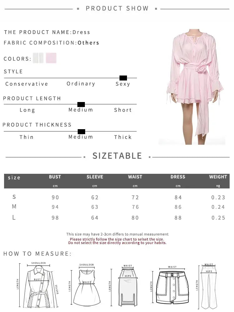 Nibber Elegant 3D Flower Decoration Dress Women Y2K Sweet Style Flare Sleeve Ruched Ribbon Vacation Fashion Summer Mini Bodycon