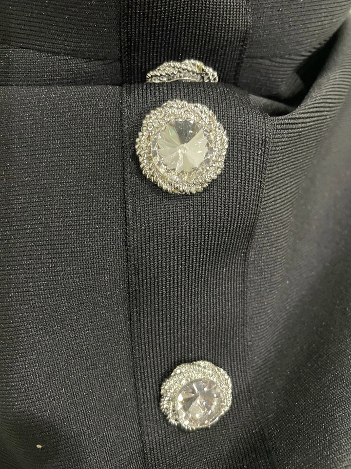Stunning Black Sequin Off Shoulder Crystal Slim