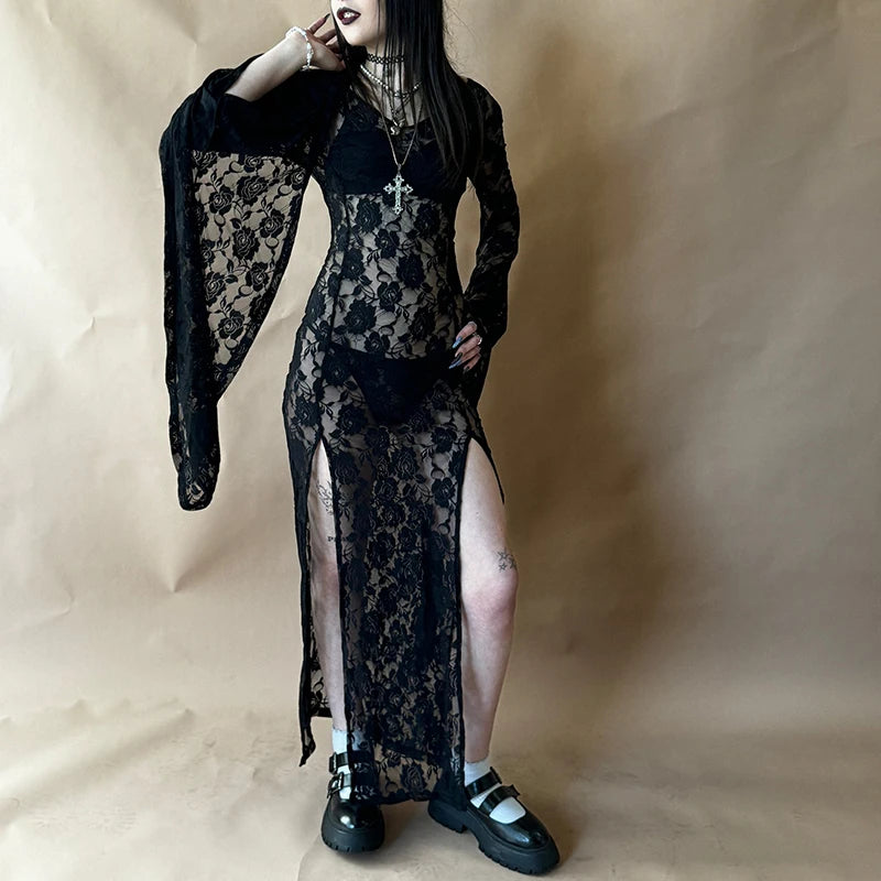 Gothic Sheer Lace Maxi Dress Exclusive Limited