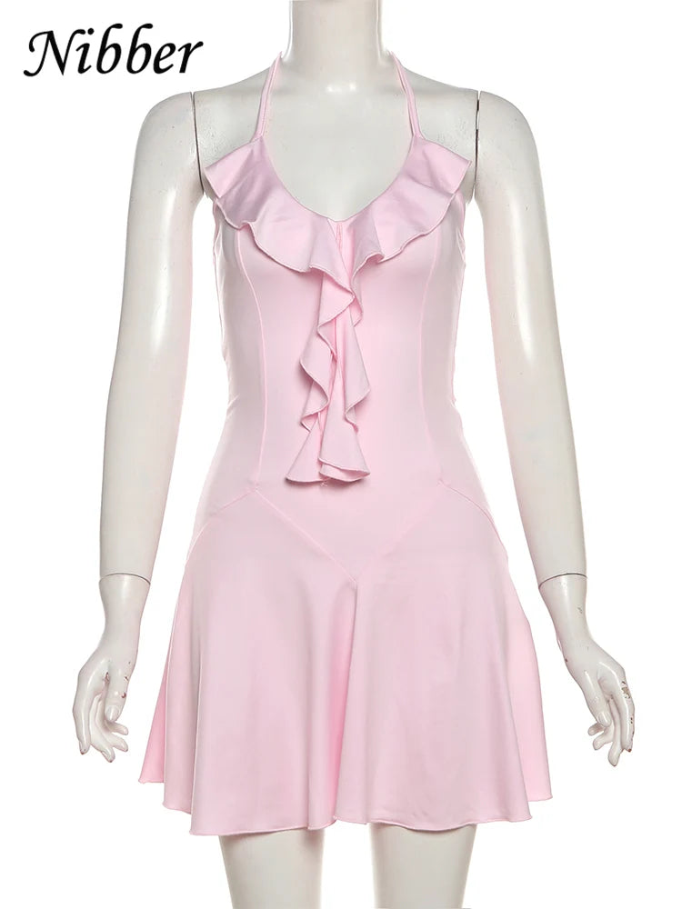 Exquisite Woven Ruffle V Neck Summer Bodycon Dress