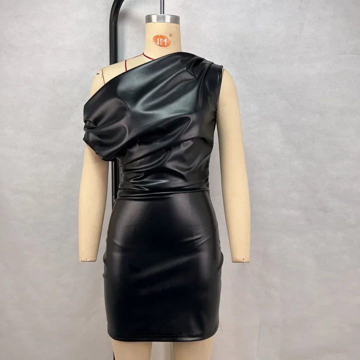 Luxury Ruched Mini Dress With Elegant Shoulder