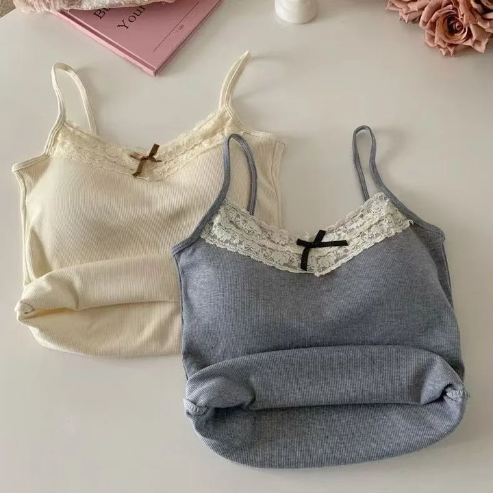 Luxury White Women Knit Lace Camisole Exclusive