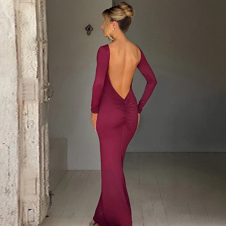 Y2K Signature Backless Knit Maxi Dress