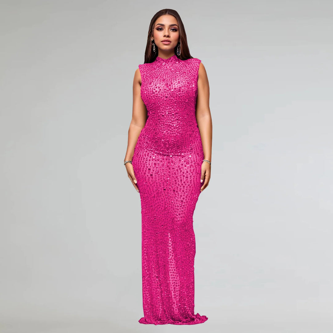 Luxury Rhinestone Maxi Evening Dress For Prom