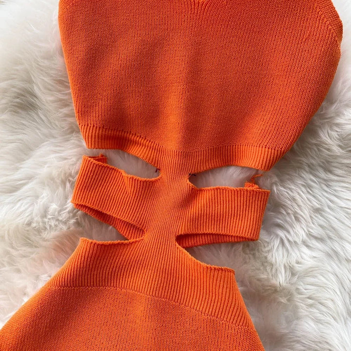 YuooMuoo Women Cutout Waist Knitted Bodycon Dress