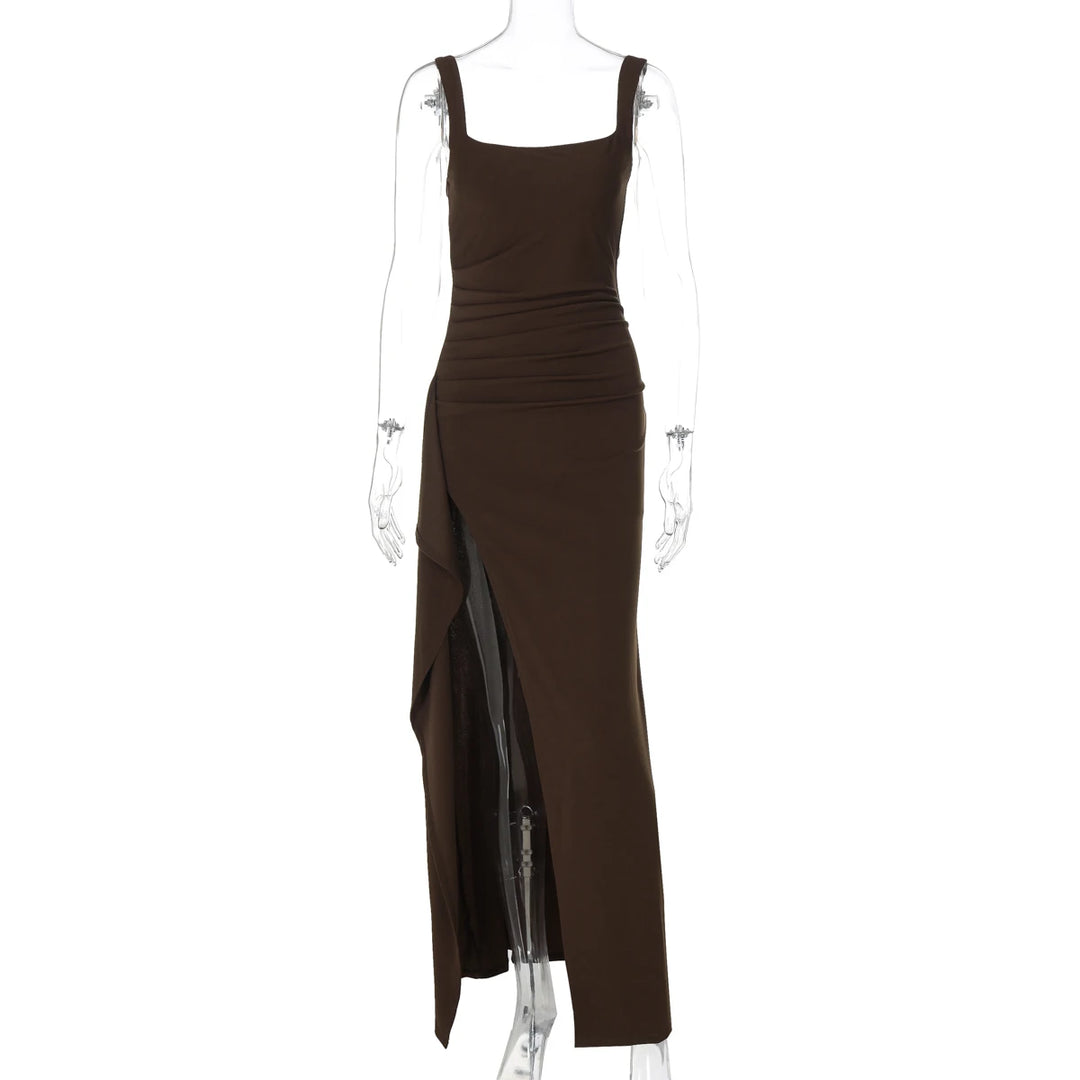 Elegant Stretchy Spring 2025 Knit Maxi Dress