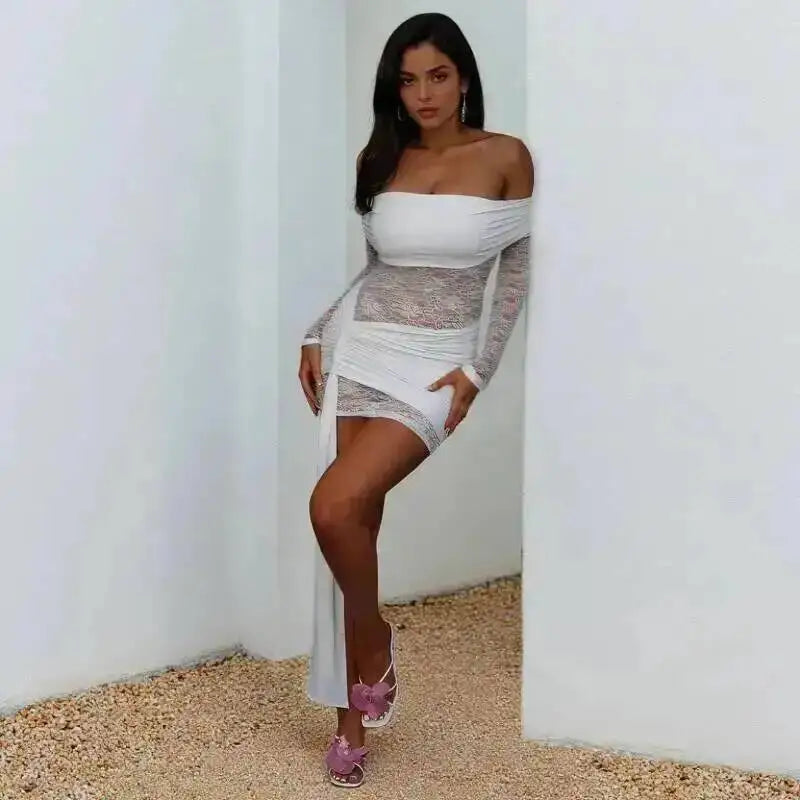 Elegant Lace Mini Dress Exclusive Tailored Off
