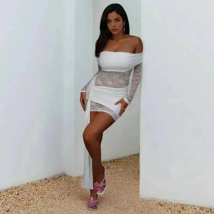 Elegant Lace Mini Dress Exclusive Tailored Off